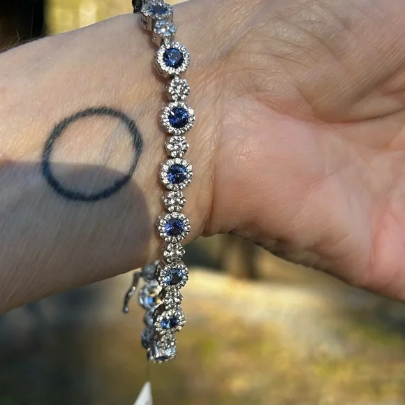 Suzy Levian NWT Diamond & Sapphire Tennis Bracelet 🎁 from ex that I won’t wear - Picture 2 of 3